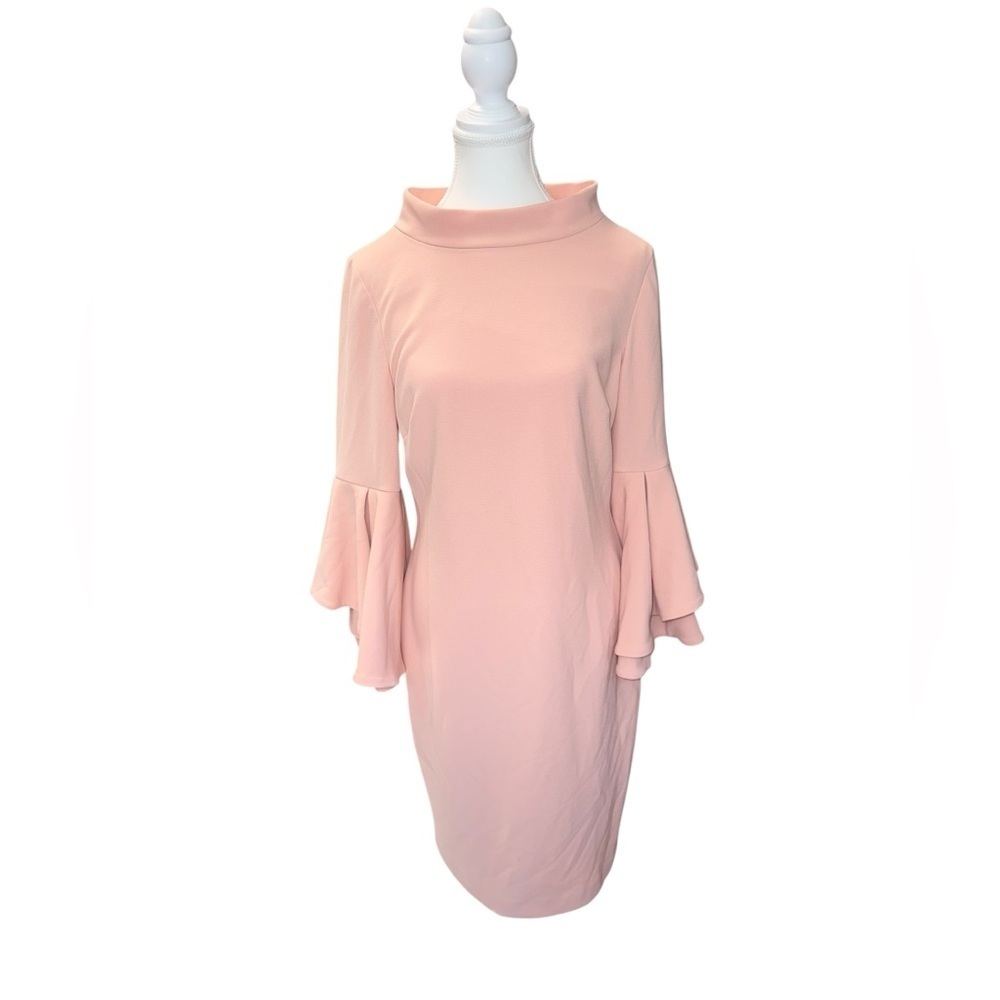 Badgley Mischka Bell Sleeve Sheath Dress